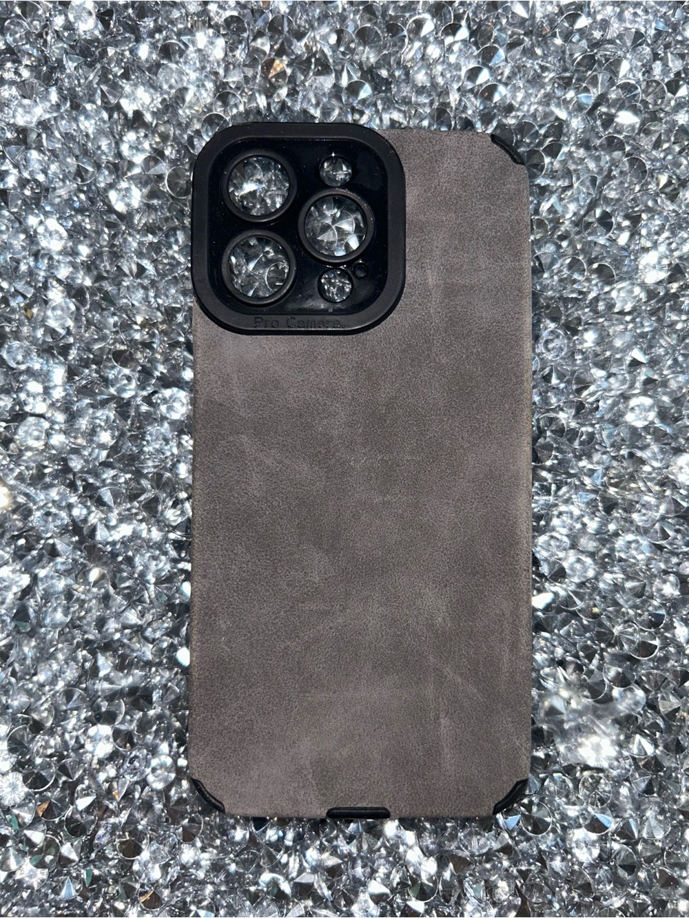 iPhone 15 pro max Premium Gray Suede Phone Case with Raised Camera Protection